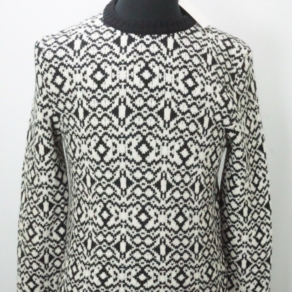 Eidos Girocollo THICK White Black Woven Knitted Merino Wool Sweater M BRAND NEW